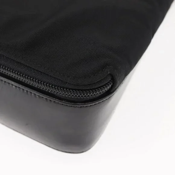 GUCCI Shoulder Bag Nylon Leather Black Auth